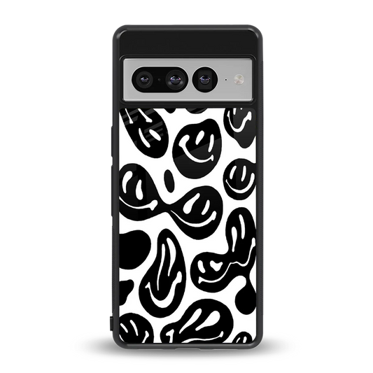 Acid Smiles BW back phone cover | glass case for google pixel 7 pro