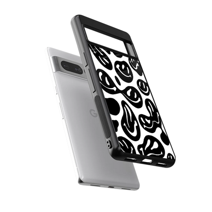 Acid Smiles BW sleek google pixel 7 pro cover with tempered glass back and TPU edges