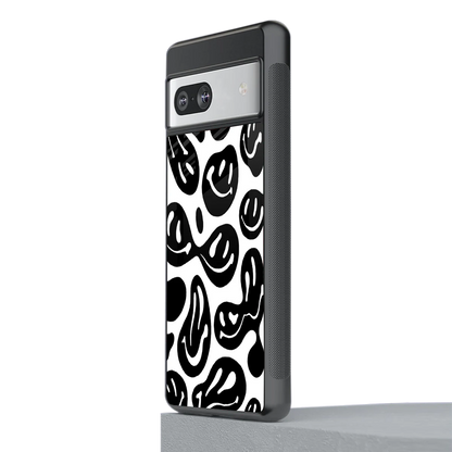 Acid Smiles BW stylish phone case for google pixel 7a | glossy glass and slim fit