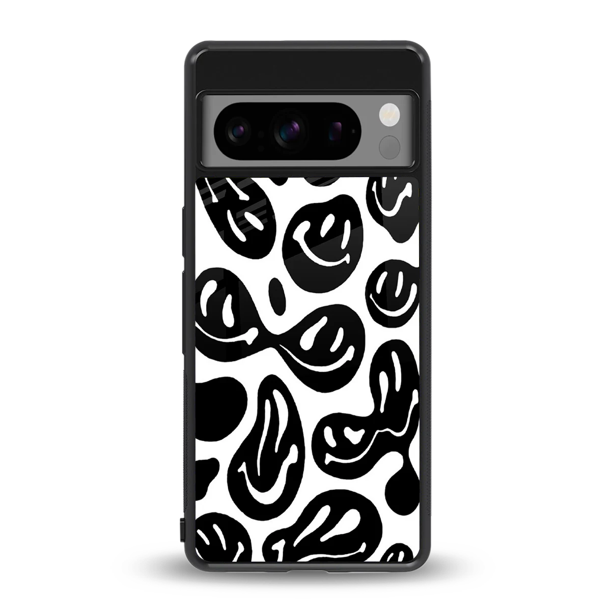 Acid Smiles BW back phone cover | glass case for google pixel 8 pro