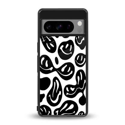 Acid Smiles BW back phone cover | glass case for google pixel 8 pro