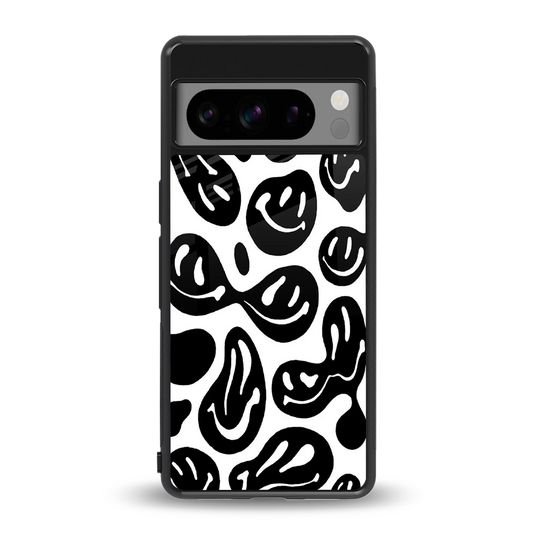 Acid Smiles BW back phone cover | glass case for google pixel 8 pro