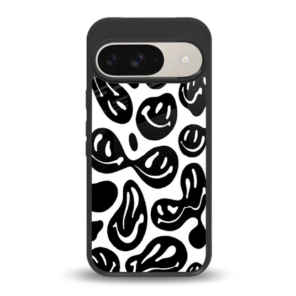 Acid Smiles BW back phone cover | glass case for google pixel 9