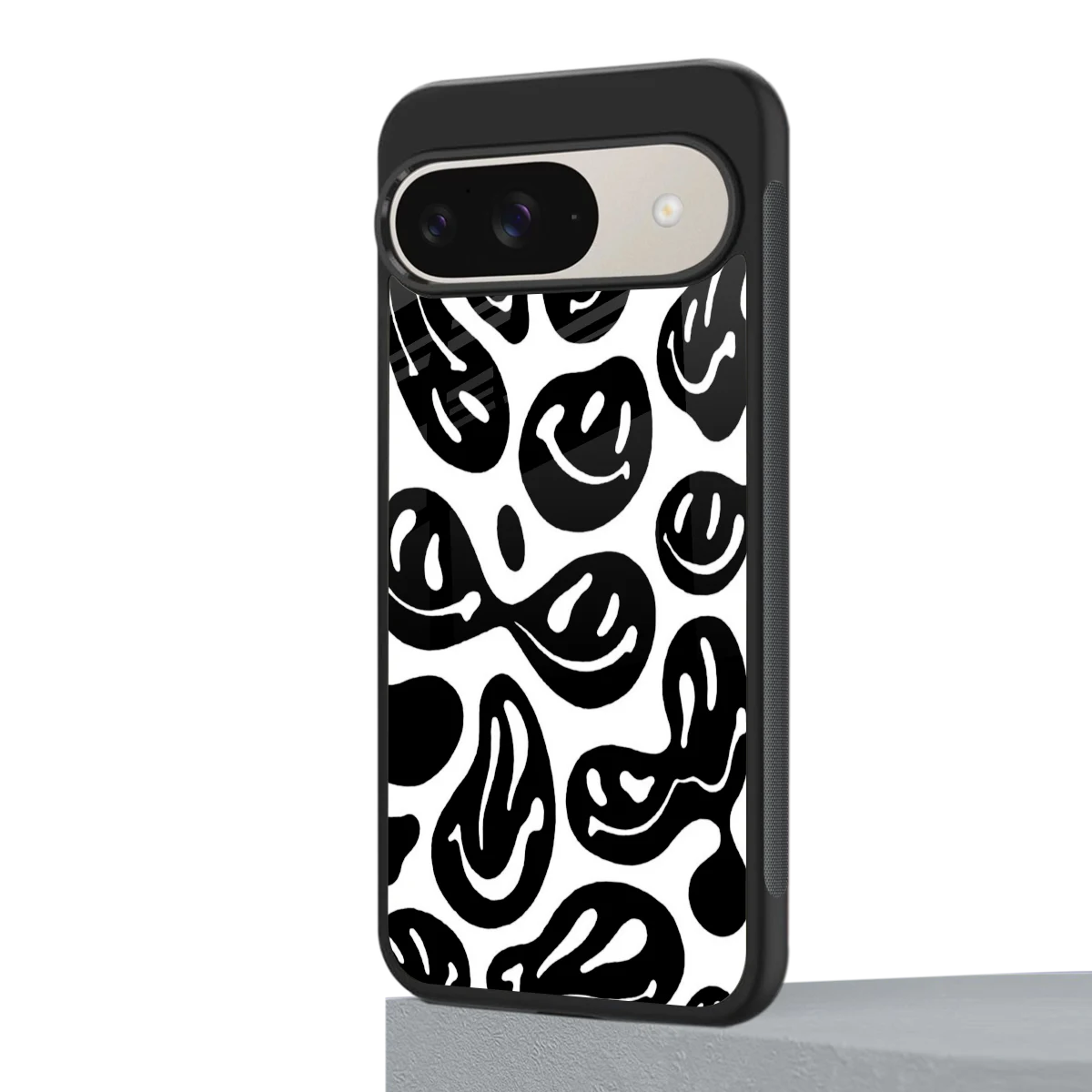 Acid Smiles BW google pixel 9 mobile cover | shockproof glass phone case