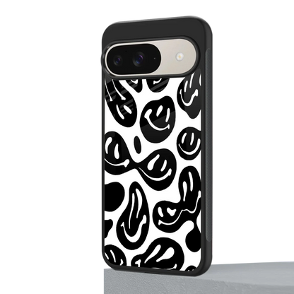 Acid Smiles BW google pixel 9 mobile cover | shockproof glass phone case