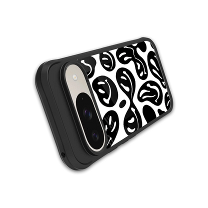 Acid Smiles BW stylish phone case for google pixel 9 | glossy glass and slim fit