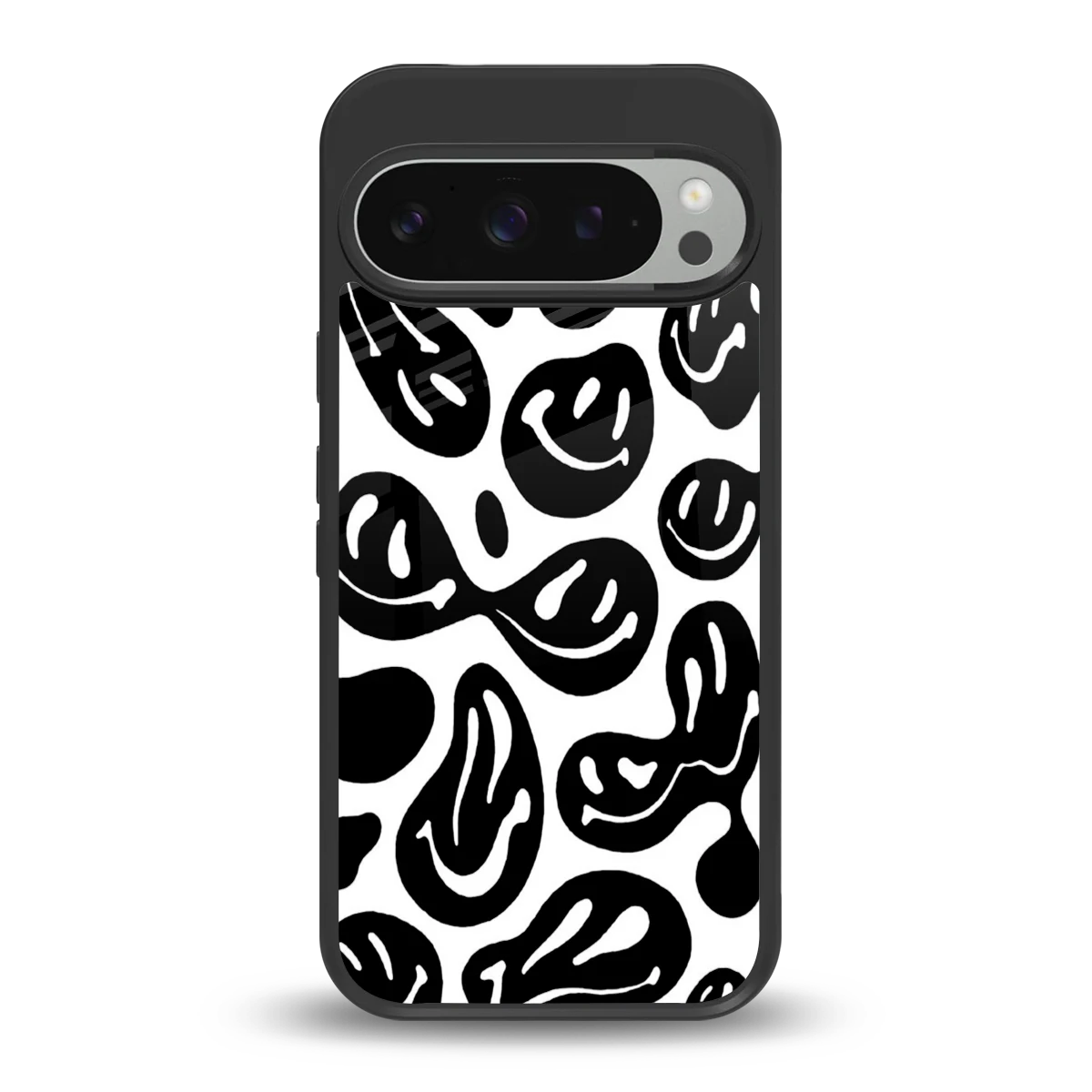 Acid Smiles BW back phone cover | glass case for google pixel 9 pro xl