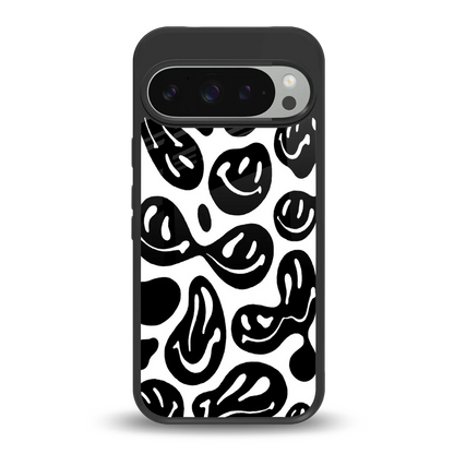 Acid Smiles BW back phone cover | glass case for google pixel 9 pro xl