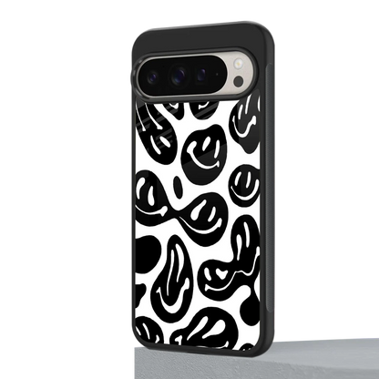Acid Smiles BW google pixel 9 pro mobile cover | shockproof glass phone case