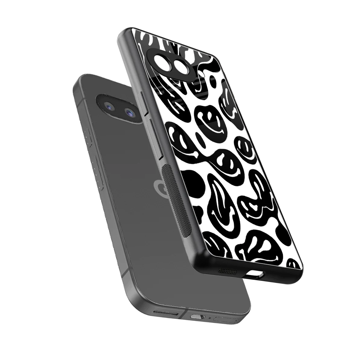 Acid Smiles BW sleek google pixel 10a cover with tempered glass back and TPU edges
