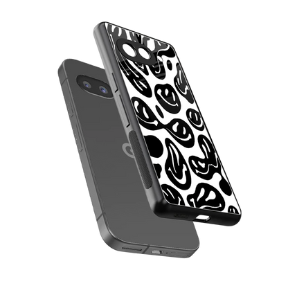 Acid Smiles BW sleek google pixel 10a cover with tempered glass back and TPU edges