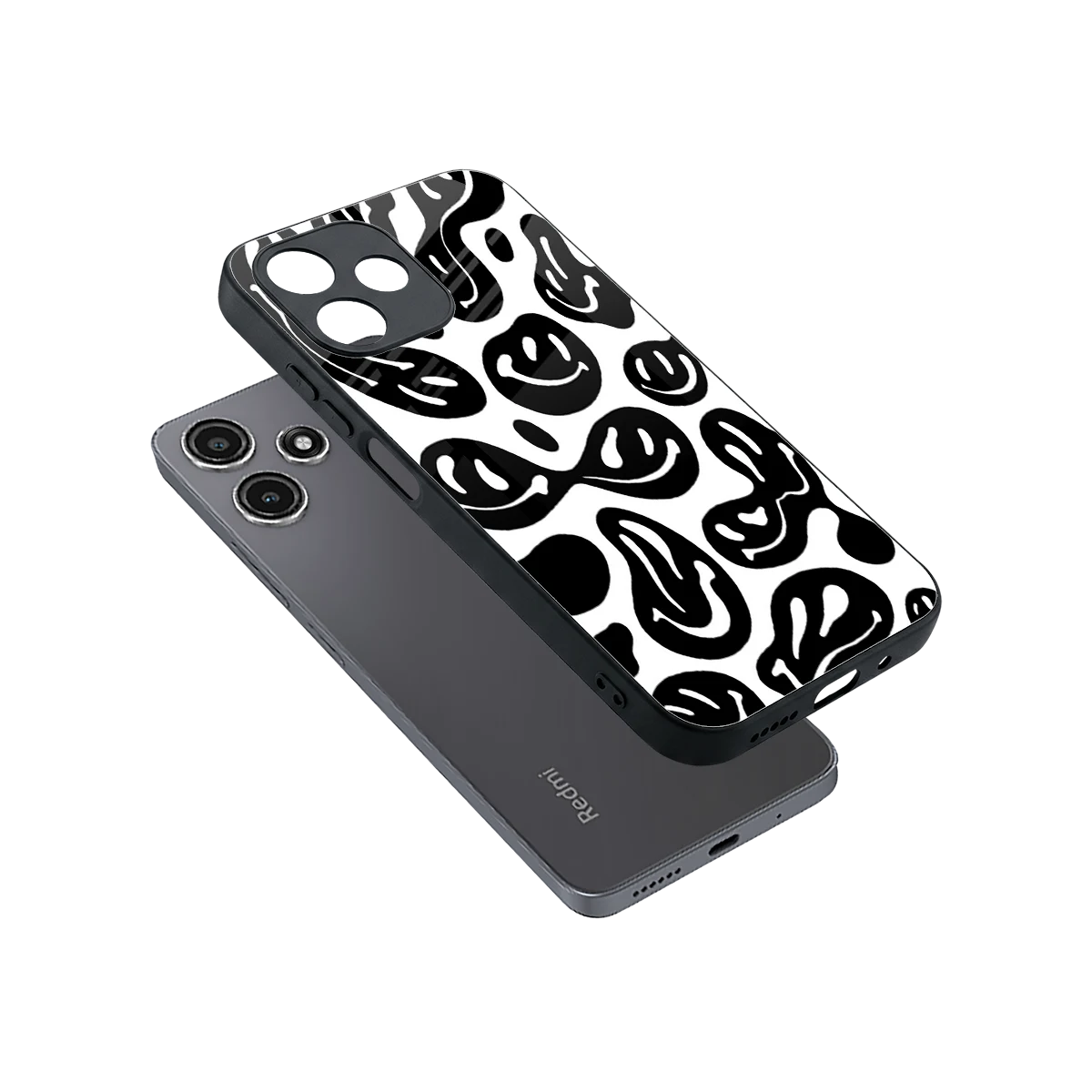 Acid Smiles BW sleek redmi 12 5g cover with tempered glass back and TPU edges