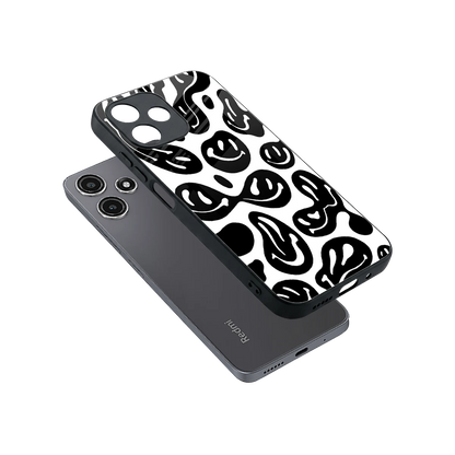 Acid Smiles BW sleek redmi 12 5g cover with tempered glass back and TPU edges