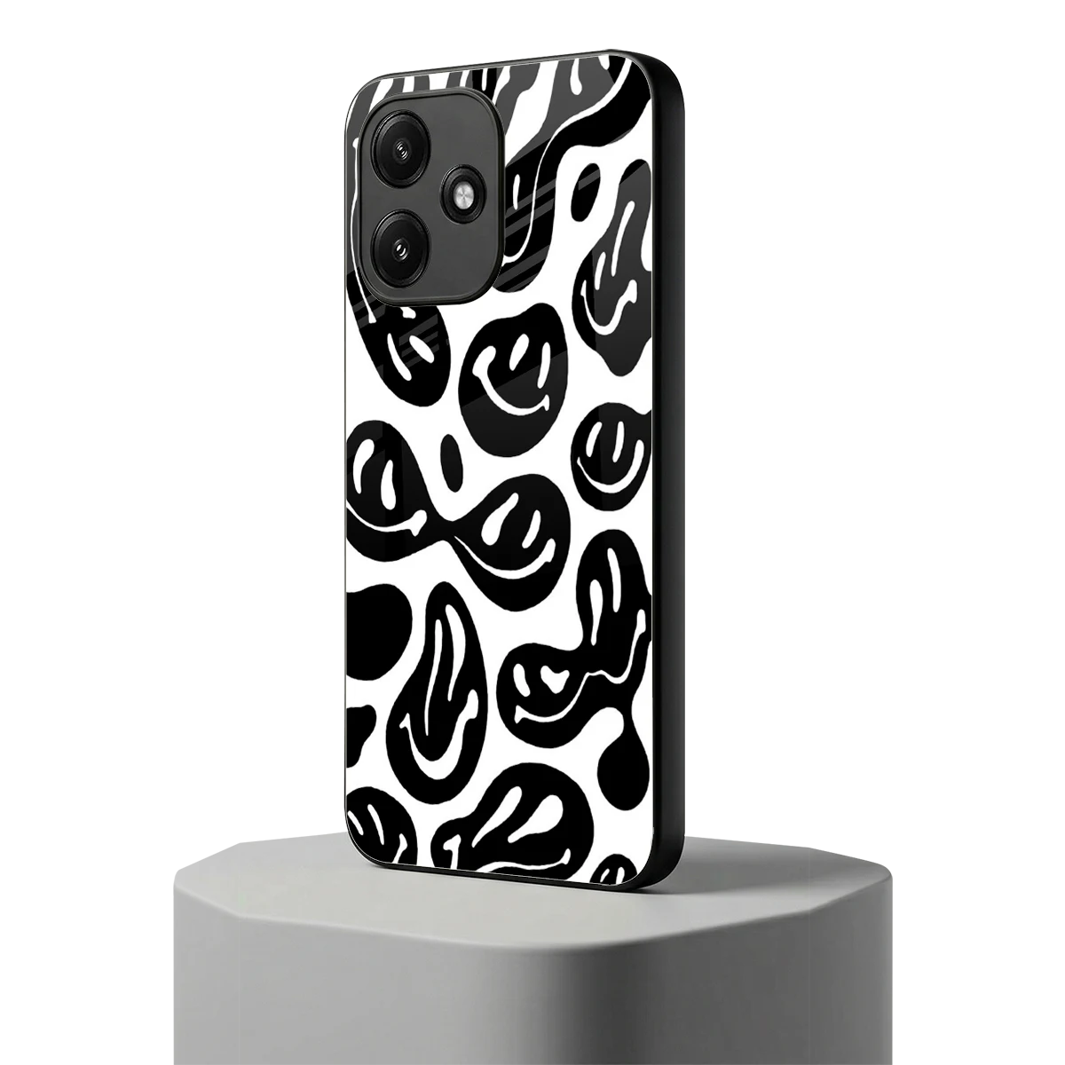 Acid Smiles BW redmi 12 5g mobile cover | shockproof glass phone case
