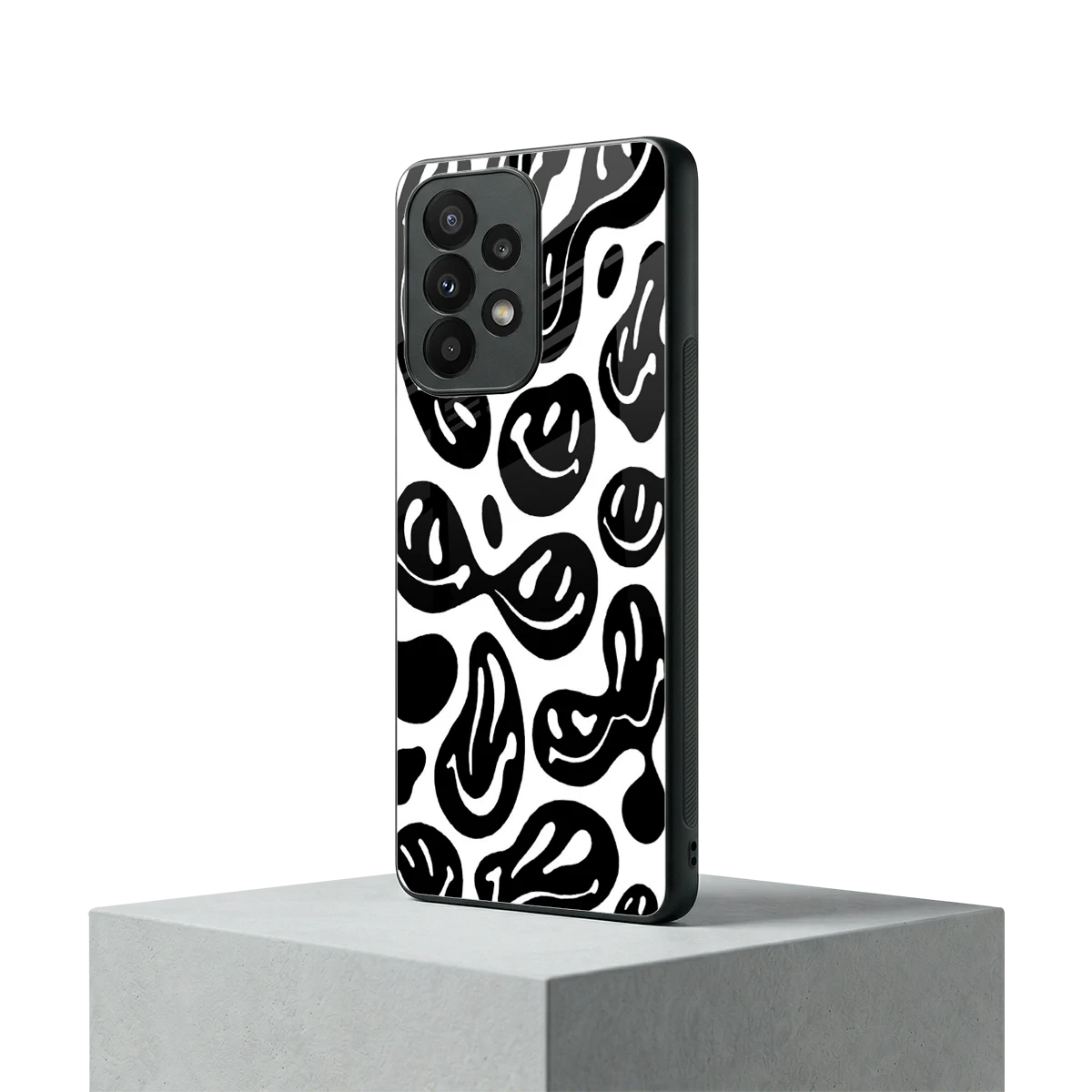 Acid Smiles BW samsung galaxy a23 mobile cover | shockproof glass phone case
