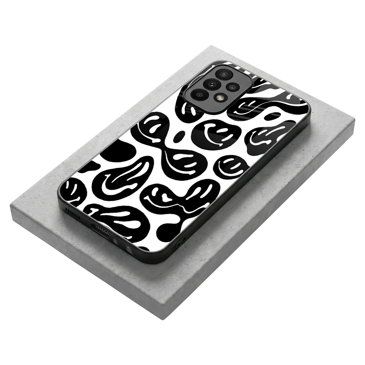 Acid Smiles BW stylish phone case for samsung galaxy a23 | glossy glass and slim fit