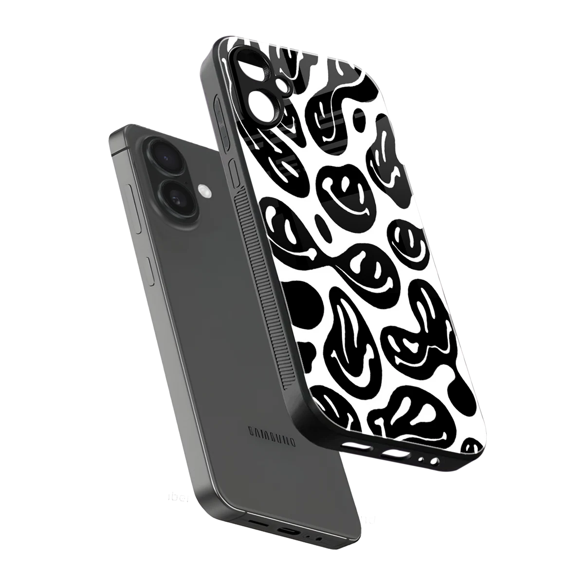 Acid Smiles BW sleek samsung galaxy a06 5g cover with tempered glass back and TPU edges