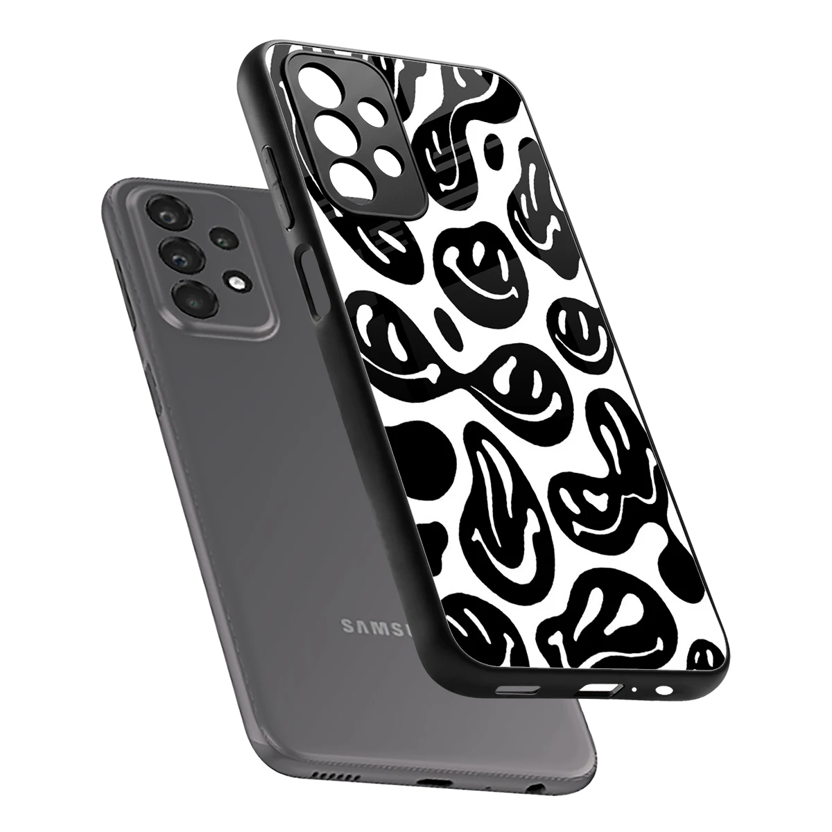 Acid Smiles BW sleek samsung galaxy a23 cover with tempered glass back and TPU edges