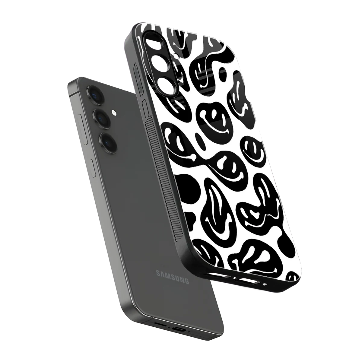 Acid Smiles BW sleek samsung galaxy m55 5g cover with tempered glass back and TPU edges