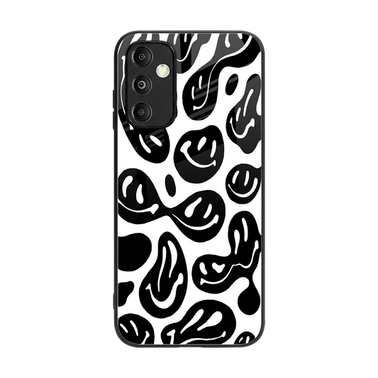 Acid Smiles BW back phone cover | glass case for samsung galaxy m14 5g
