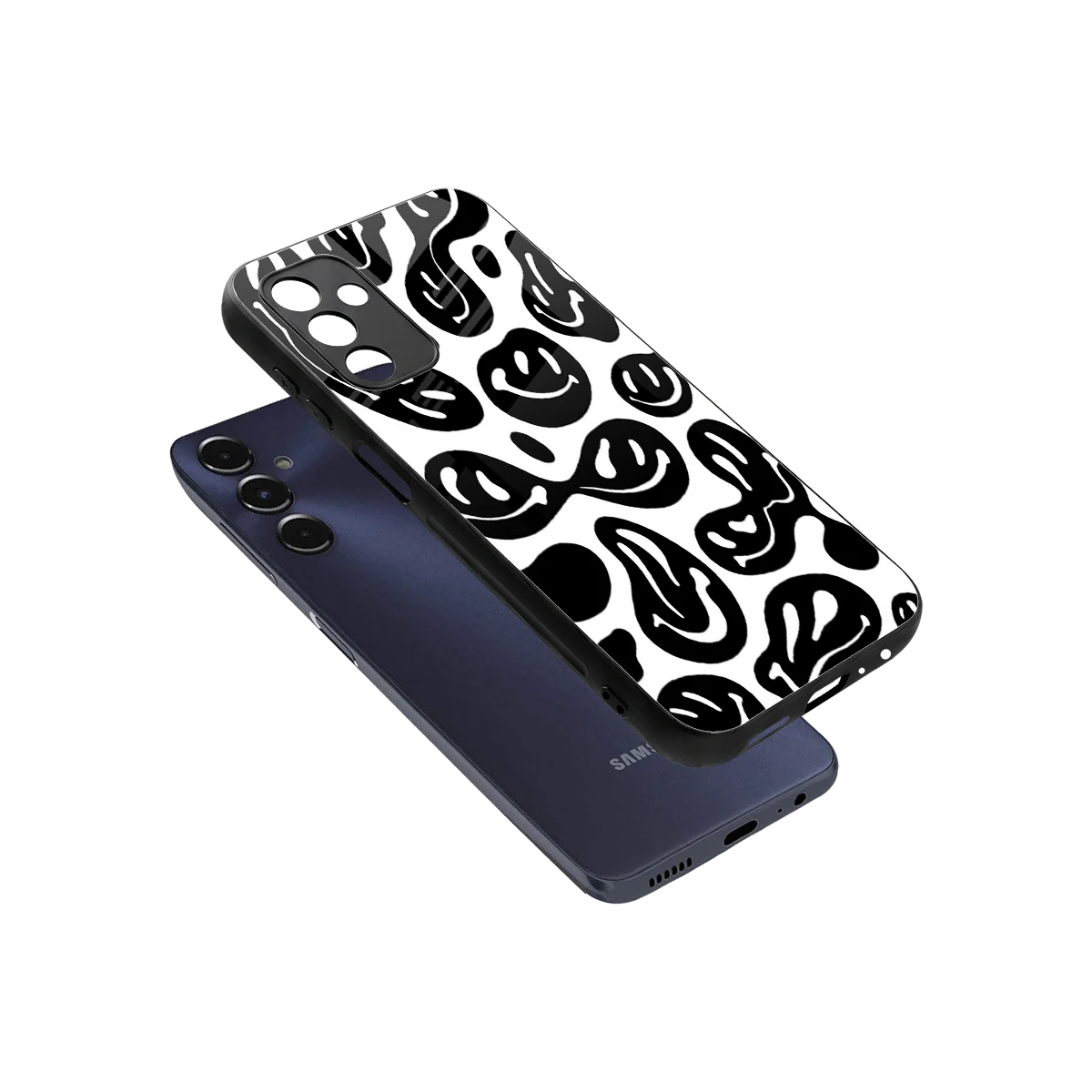 Acid Smiles BW sleek samsung galaxy m14 5g cover with tempered glass back and TPU edges