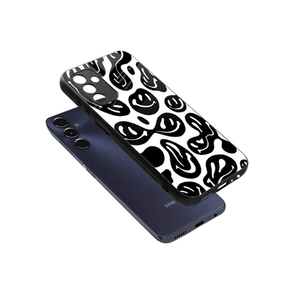 Acid Smiles BW sleek samsung galaxy m14 5g cover with tempered glass back and TPU edges