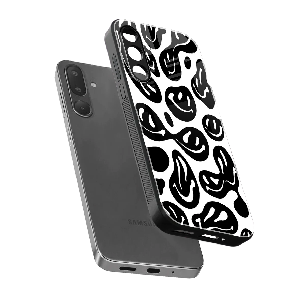 Acid Smiles BW sleek samsung galaxy m16 5g cover with tempered glass back and TPU edges