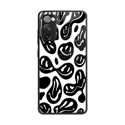 Acid Smiles BW back phone cover | glass case for samsung galaxy s20 fe