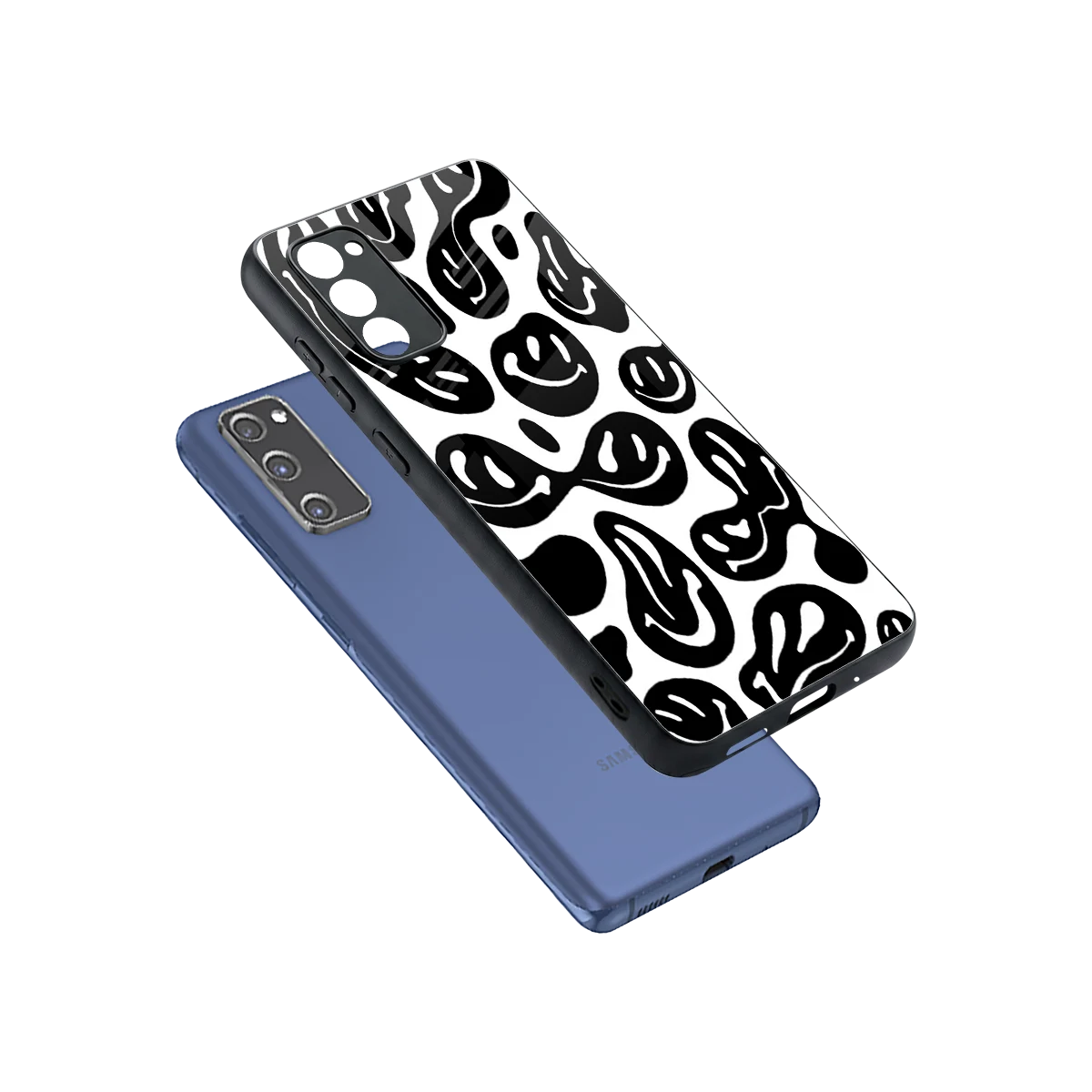 Acid Smiles BW sleek samsung galaxy s20 fe cover with tempered glass back and TPU edges