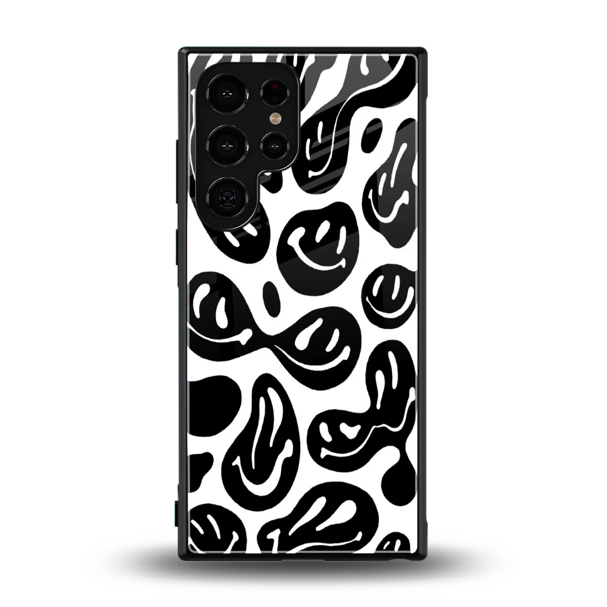 Acid Smiles BW back phone cover | glass case for samsung galaxy s23 ultra