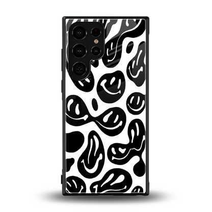 Acid Smiles BW back phone cover | glass case for samsung galaxy s24 ultra