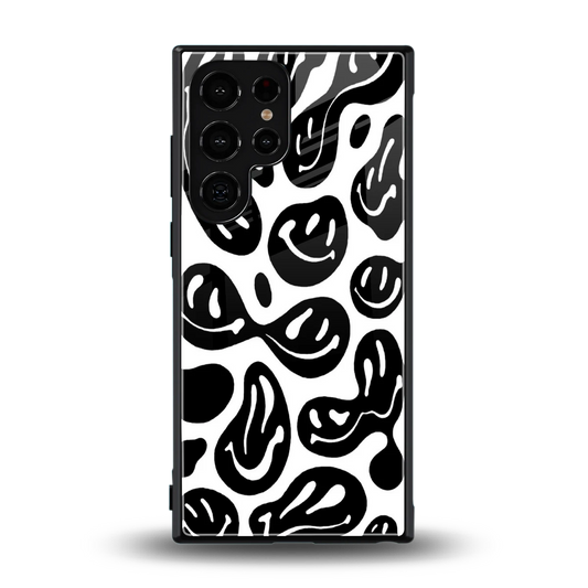 Acid Smiles BW back phone cover | glass case for samsung galaxy s24 ultra