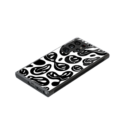 Acid Smiles BW stylish phone case for samsung galaxy s24 ultra | glossy glass and slim fit