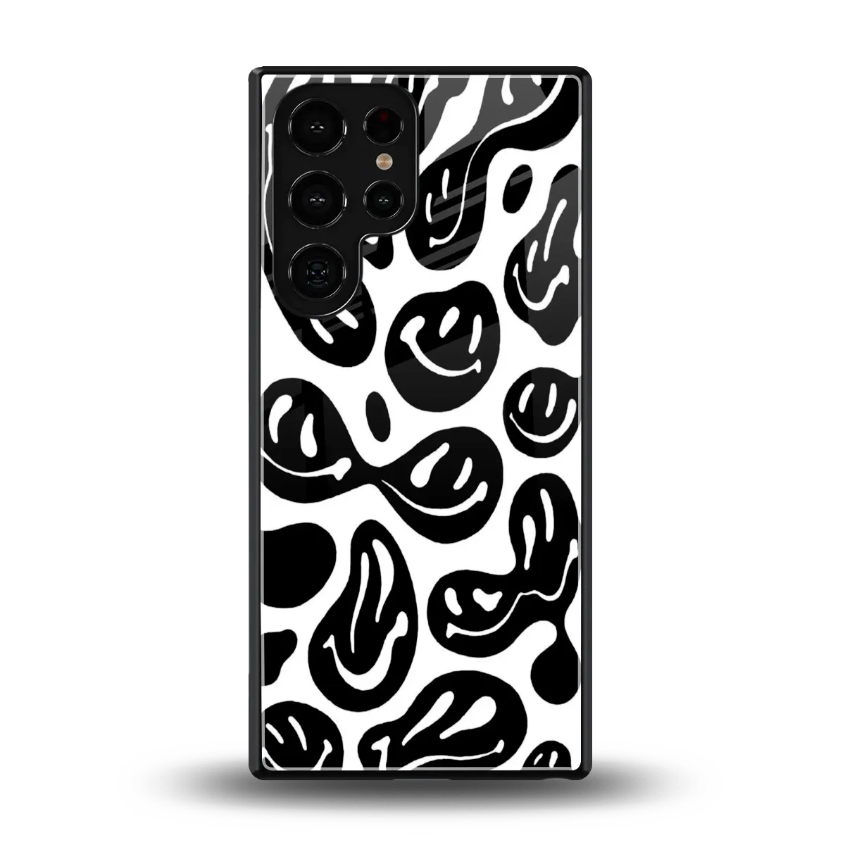 Acid Smiles BW back phone cover | glass case for samsung galaxy s25 ultra