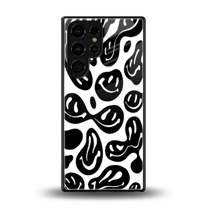 Acid Smiles BW back phone cover | glass case for samsung galaxy s25 ultra