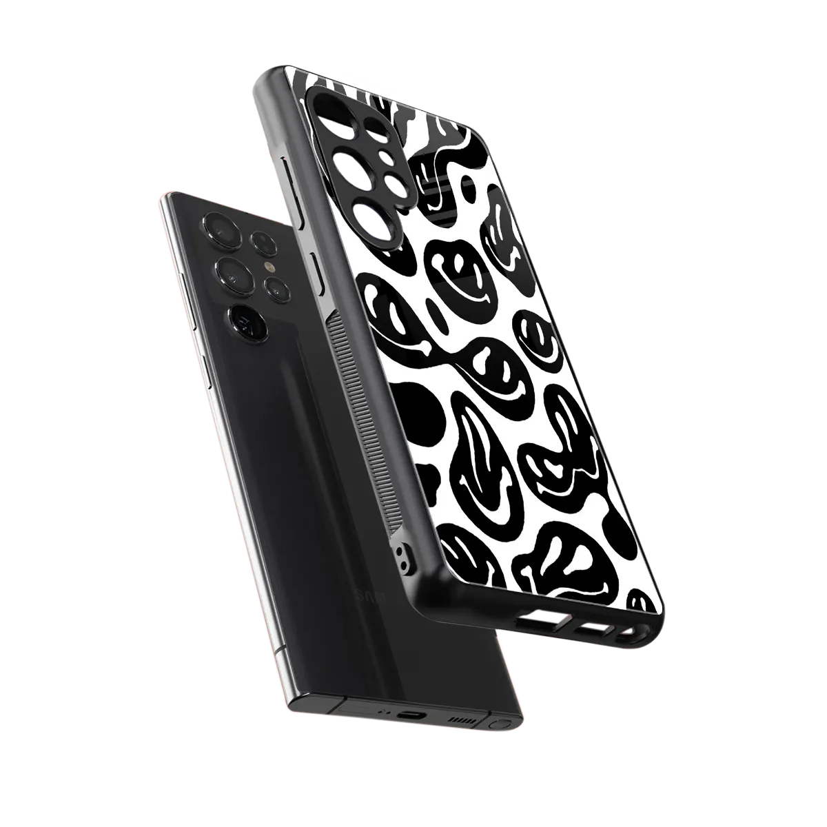 Acid Smiles BW sleek samsung galaxy s25 ultra cover with tempered glass back and TPU edges