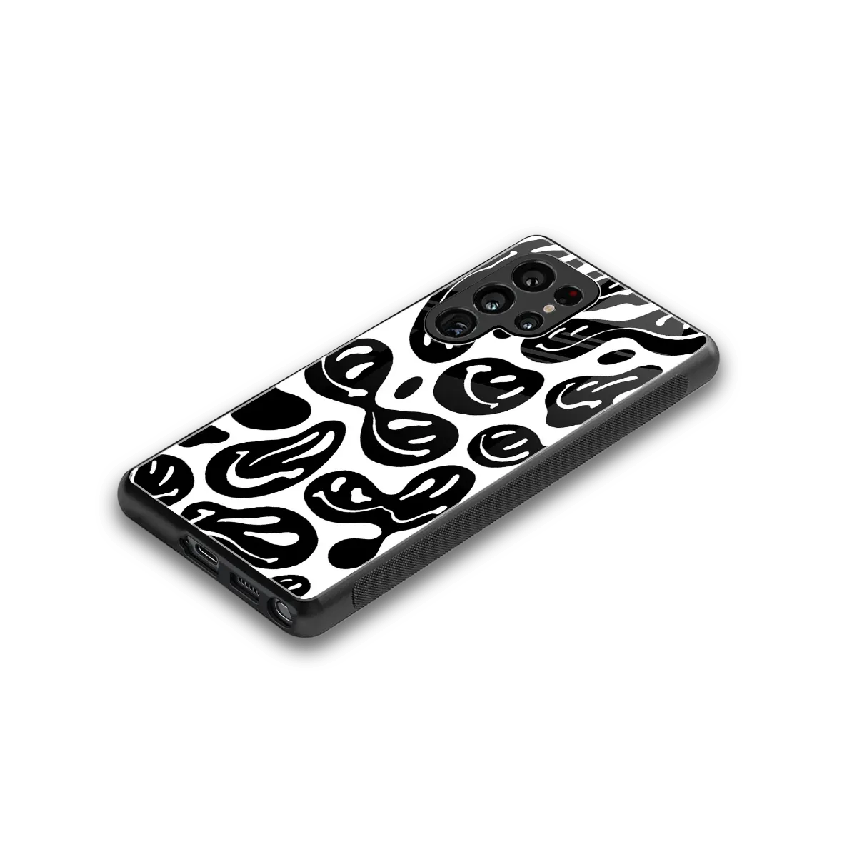 Acid Smiles BW stylish phone case for samsung galaxy s25 ultra | glossy glass and slim fit