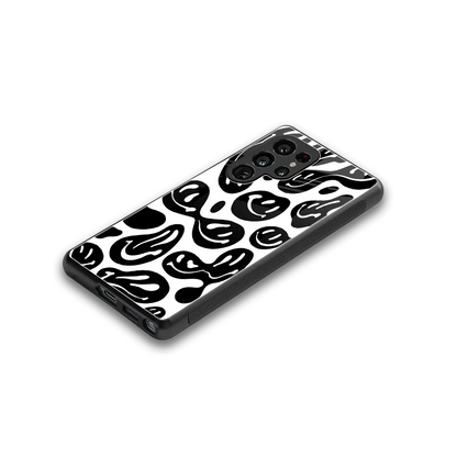 Acid Smiles BW stylish phone case for samsung galaxy s25 ultra | glossy glass and slim fit