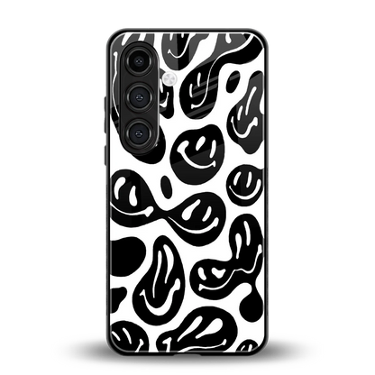 Acid Smiles BW back phone cover | glass case for samsung galaxy s24