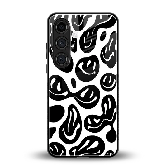 Acid Smiles BW back phone cover | glass case for samsung galaxy s24 plus