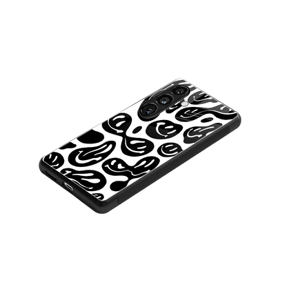 Acid Smiles BW stylish phone case for samsung galaxy s24 | glossy glass and slim fit