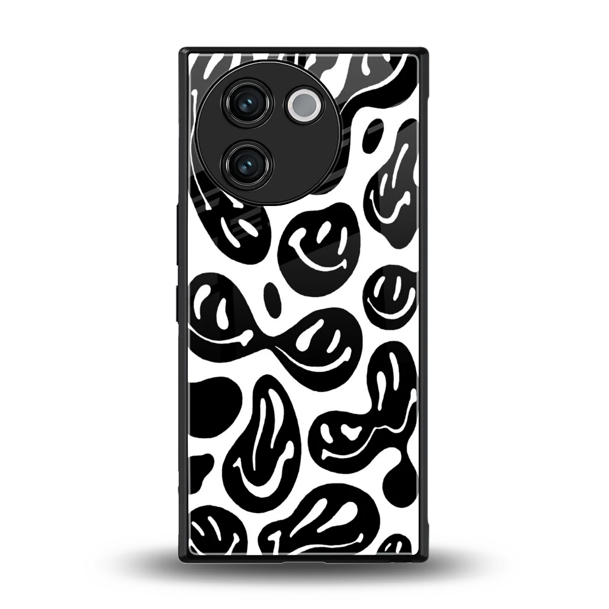 Acid Smiles BW back phone cover | glass case for vivo v30e