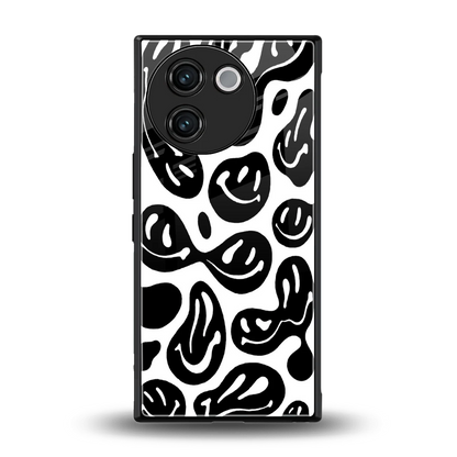 Acid Smiles BW back phone cover | glass case for vivo v30e