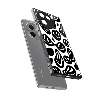 Acid Smiles BW sleek vivo v30e cover with tempered glass back and TPU edges