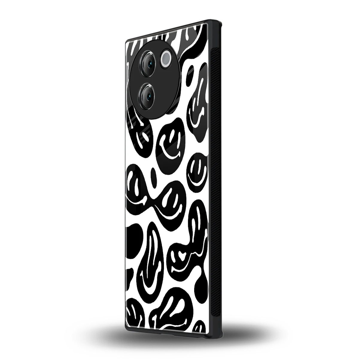 Acid Smiles BW vivo v30e mobile cover | shockproof glass phone case