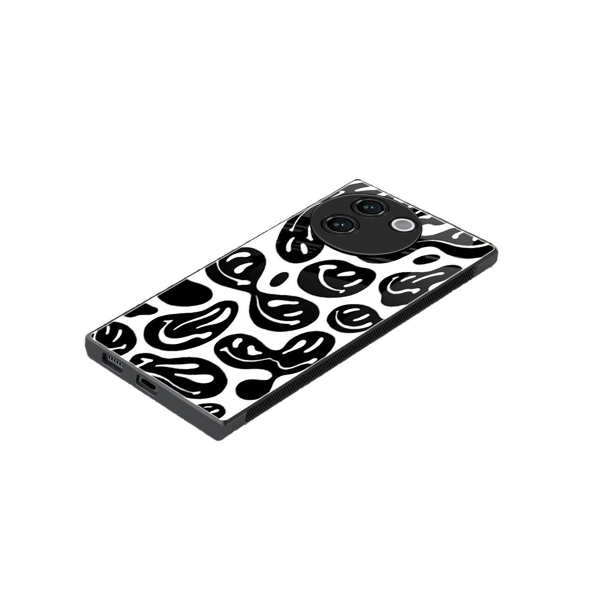 Acid Smiles BW stylish phone case for vivo v30e | glossy glass and slim fit