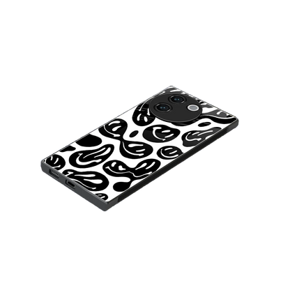 Acid Smiles BW stylish phone case for vivo v30e | glossy glass and slim fit