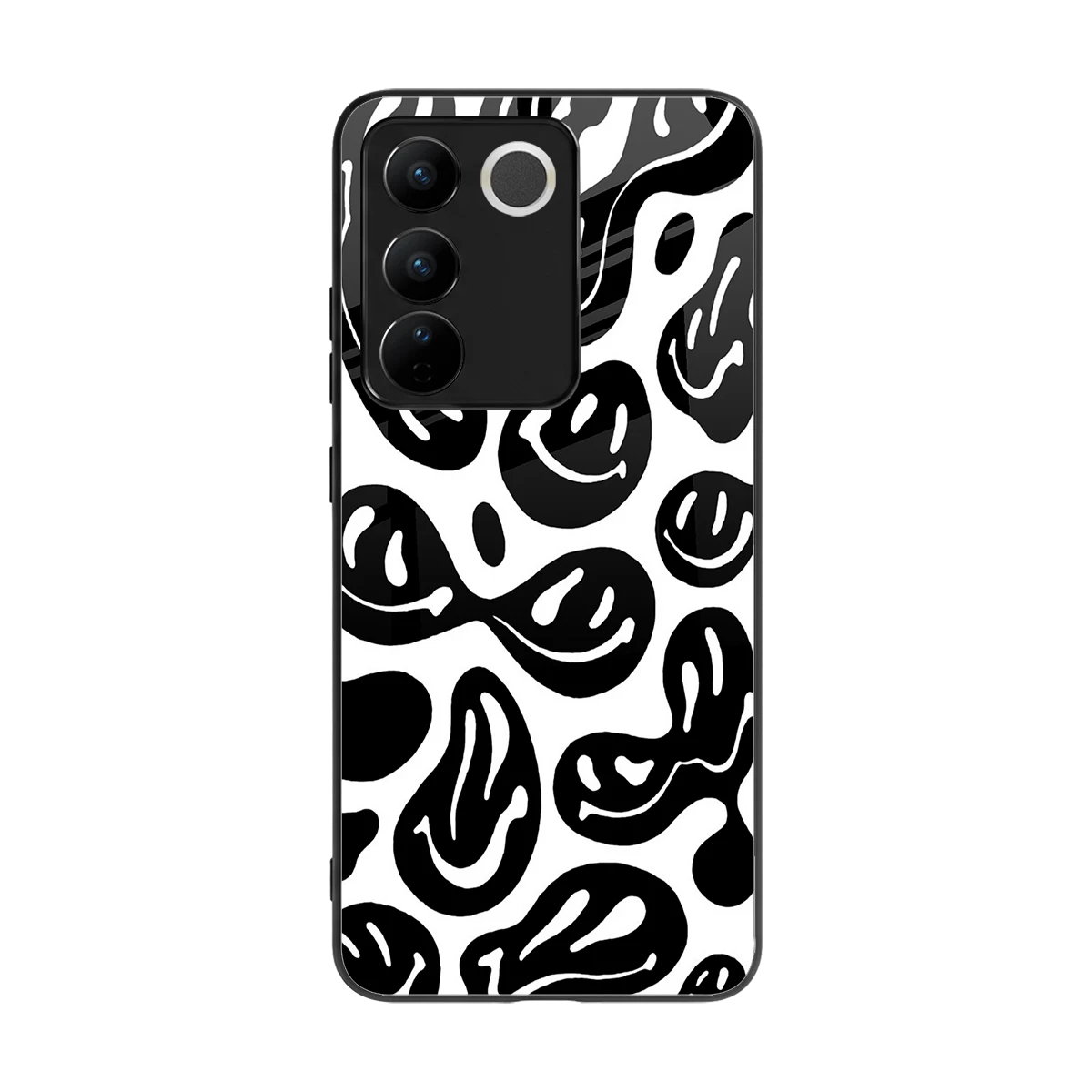 Acid Smiles BW back phone cover | glass case for vivo v27 5g