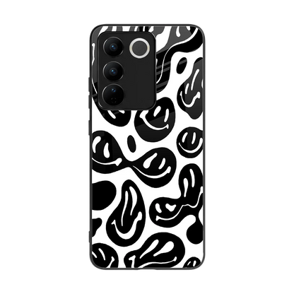 Acid Smiles BW back phone cover | glass case for vivo v27 5g