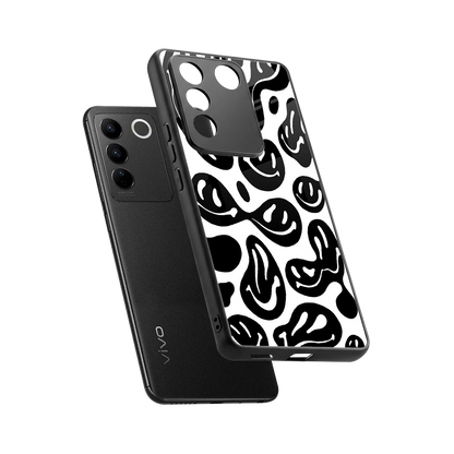 Acid Smiles BW sleek vivo v27 5g cover with tempered glass back and TPU edges